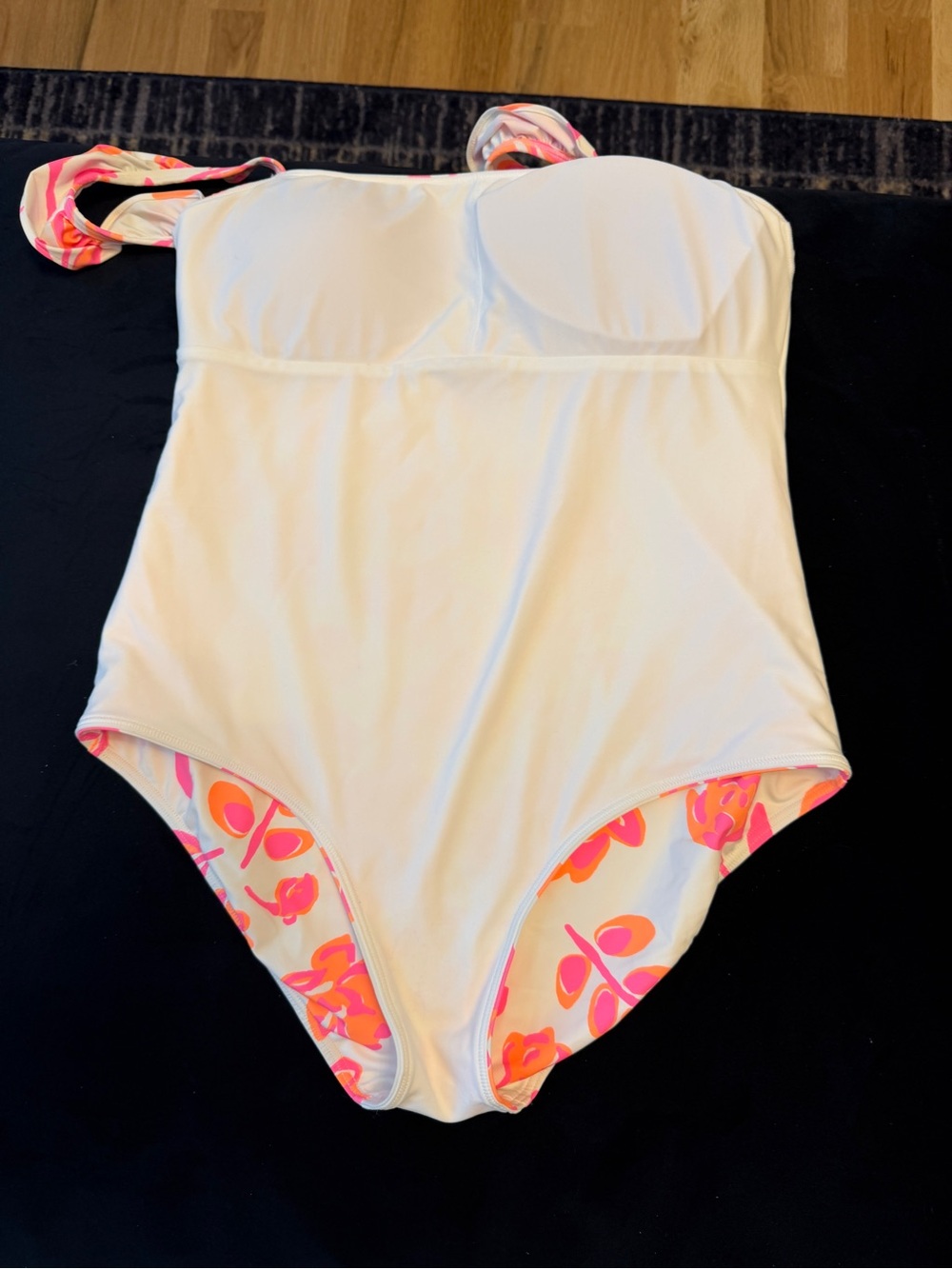 Vineyard Vines White One-Piece Swimsuit with Pink & Orange Floral Print - Picture 5 of 5